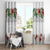 Hawaiian Tropical Flowers and Tribal Polynesian Tattoo Window Curtain White Color