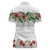 Hawaiian Tropical Flowers and Tribal Polynesian Tattoo Women Polo Shirt White Color