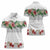 Hawaiian Tropical Flowers and Tribal Polynesian Tattoo Women Polo Shirt White Color