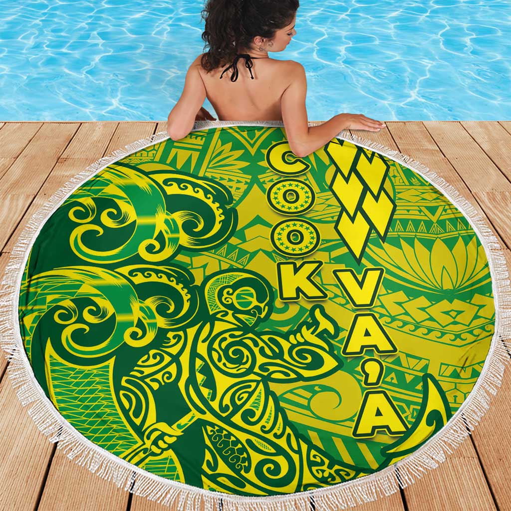 Cook Islands Va'a Polynesian Art Tattoo Beach Blanket National Color LT03 - Polynesian Pride