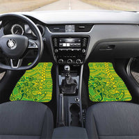 Cook Islands Va'a Polynesian Art Tattoo Car Mats National Color LT03 Set 2pcs - Front Green - Yellow - Polynesian Pride