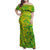 Cook Islands Vaa Polynesian Art Tattoo Family Matching Off Shoulder Maxi Dress and Hawaiian Shirt National Color