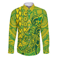 Cook Islands Vaa Polynesian Art Tattoo Family Matching Tank Maxi Dress and Hawaiian Shirt National Color