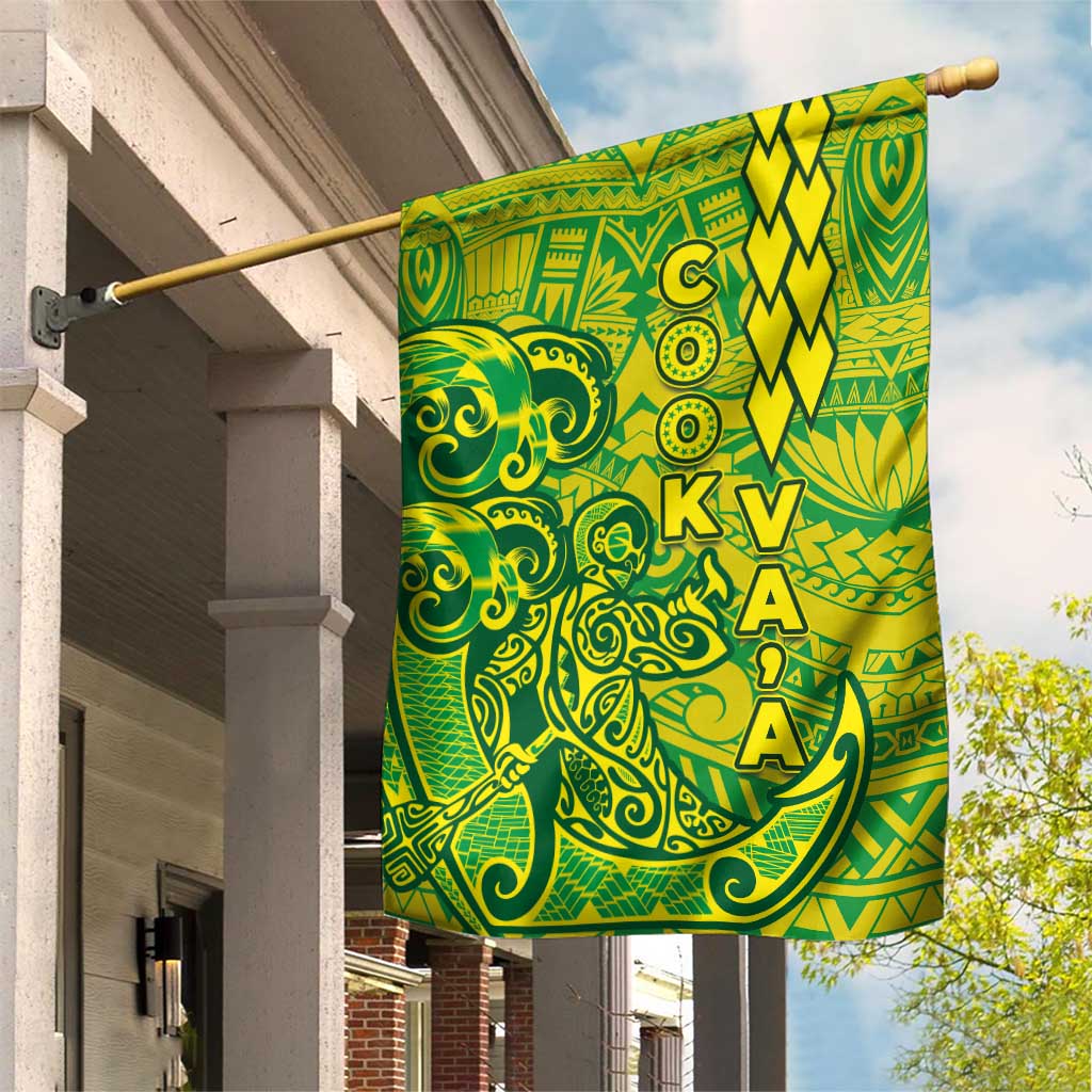 Cook Islands Va'a Polynesian Art Tattoo Garden Flag National Color LT03 House Flag Green - Yellow - Polynesian Pride