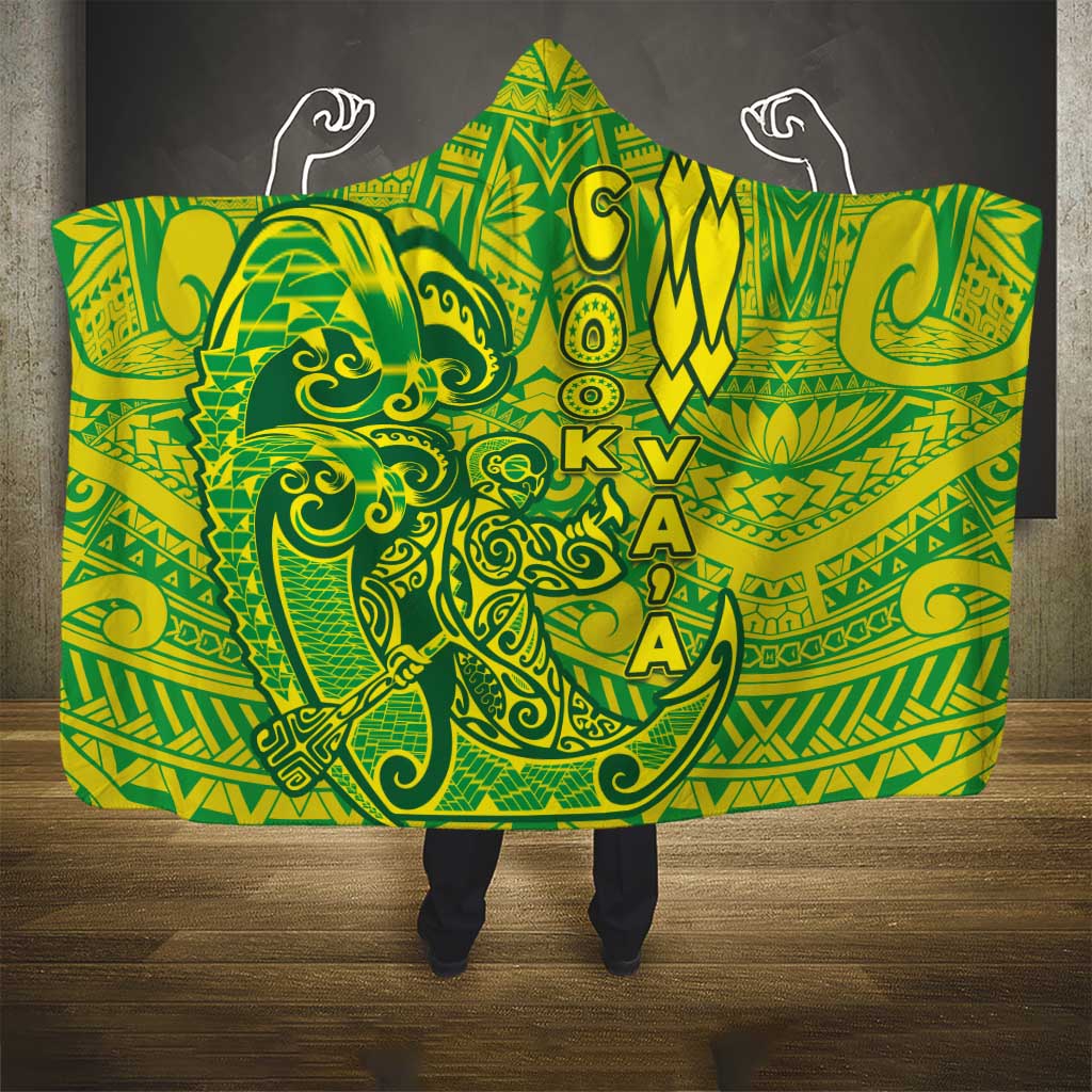 Cook Islands Va'a Polynesian Art Tattoo Hooded Blanket National Color LT03 - Polynesian Pride