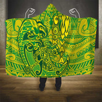 Cook Islands Va'a Polynesian Art Tattoo Hooded Blanket National Color LT03 - Polynesian Pride