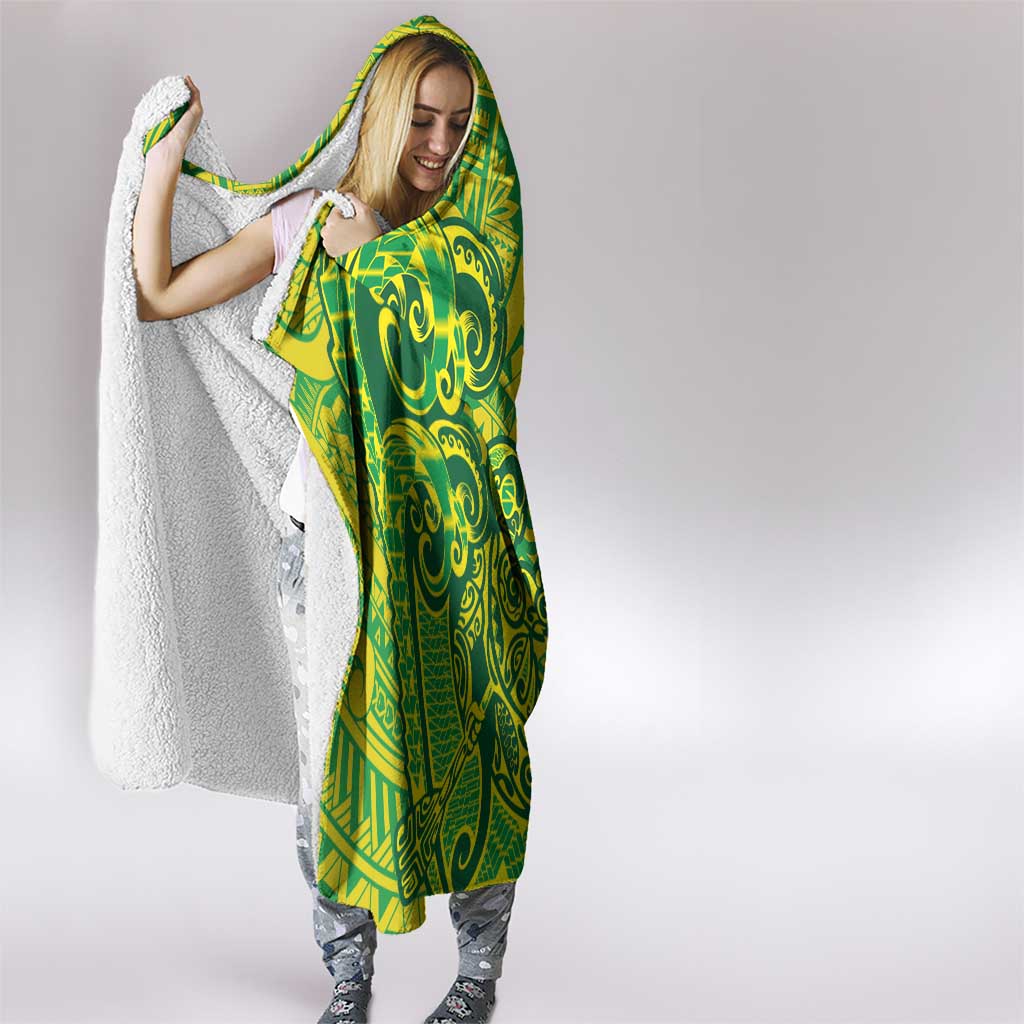 Cook Islands Va'a Polynesian Art Tattoo Hooded Blanket National Color LT03 - Polynesian Pride