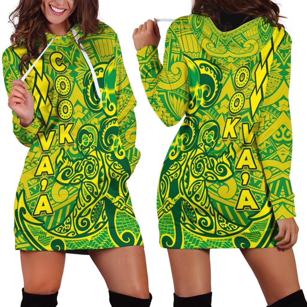 Cook Islands Va'a Polynesian Art Tattoo Hoodie Dress National Color LT03 - Polynesian Pride