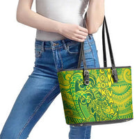 Cook Islands Va'a Polynesian Art Tattoo Leather Tote Bag National Color LT03 - Polynesian Pride