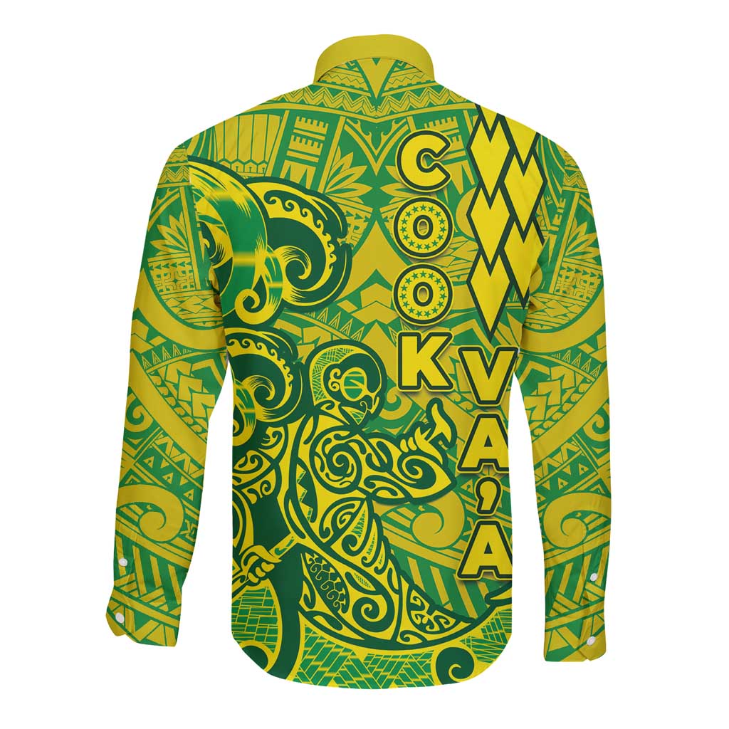 Cook Islands Vaa Polynesian Art Tattoo Long Sleeve Button Shirt National Color