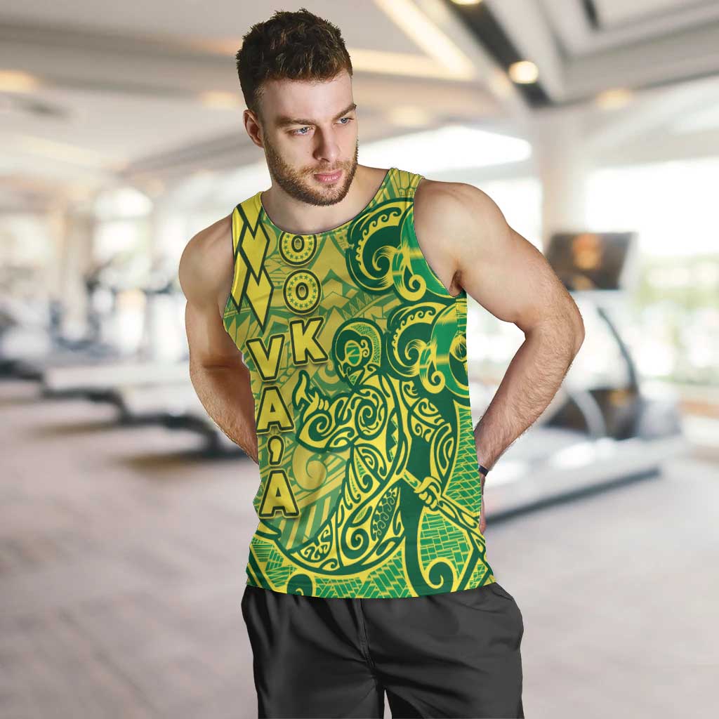 Cook Islands Va'a Polynesian Art Tattoo Men Tank Top National Color LT03 Green - Yellow - Polynesian Pride
