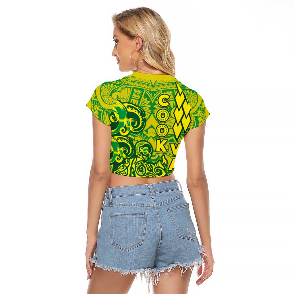 Cook Islands Va'a Polynesian Art Tattoo Raglan Cropped T Shirt National Color LT03 - Polynesian Pride