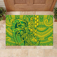 Cook Islands Va'a Polynesian Art Tattoo Rubber Doormat National Color LT03 Green - Yellow - Polynesian Pride