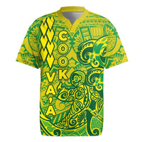 Cook Islands Va'a Polynesian Art Tattoo Rugby Jersey National Color LT03 Green - Yellow - Polynesian Pride