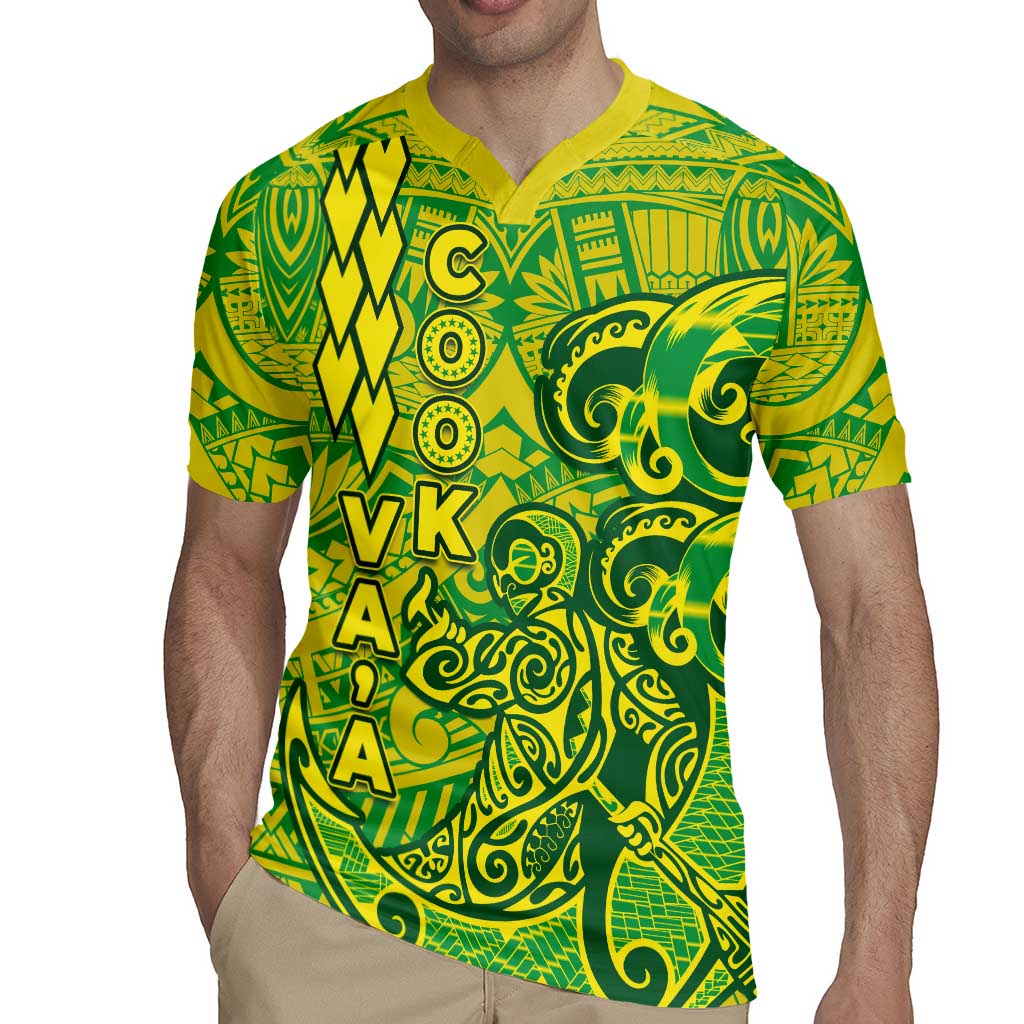 Cook Islands Va'a Polynesian Art Tattoo Rugby Jersey National Color LT03 - Polynesian Pride