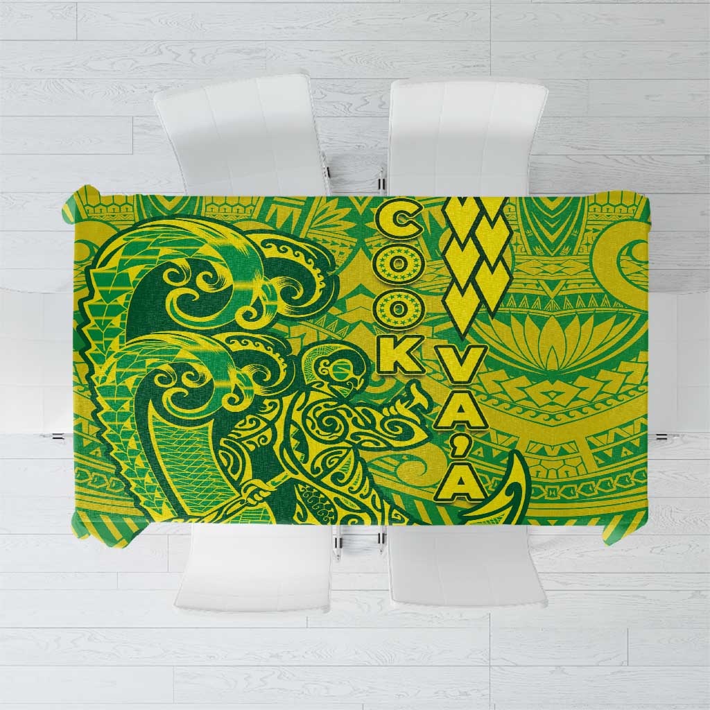 Cook Islands Va'a Polynesian Art Tattoo Tablecloth National Color LT03 Green - Yellow - Polynesian Pride