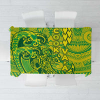 Cook Islands Va'a Polynesian Art Tattoo Tablecloth National Color LT03 Green - Yellow - Polynesian Pride