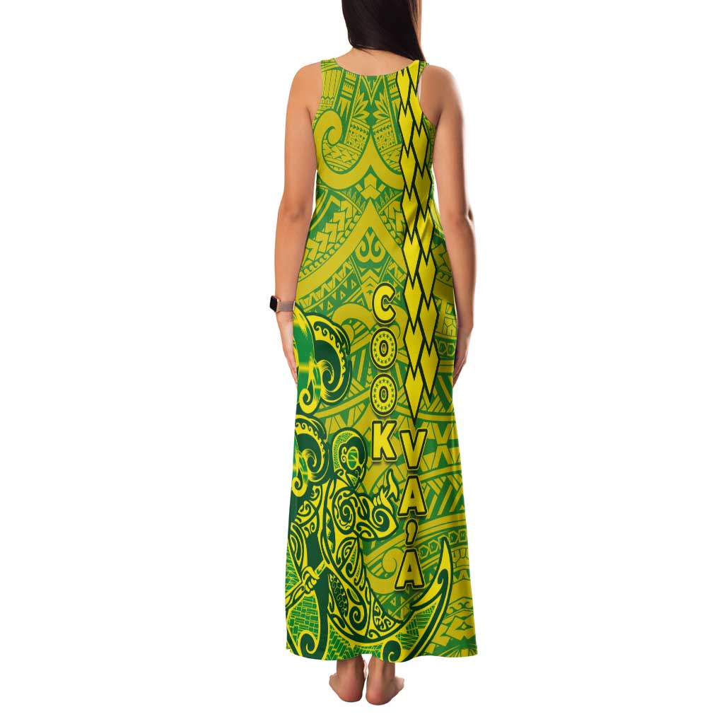 Cook Islands Va'a Polynesian Art Tattoo Tank Maxi Dress National Color LT03 - Polynesian Pride