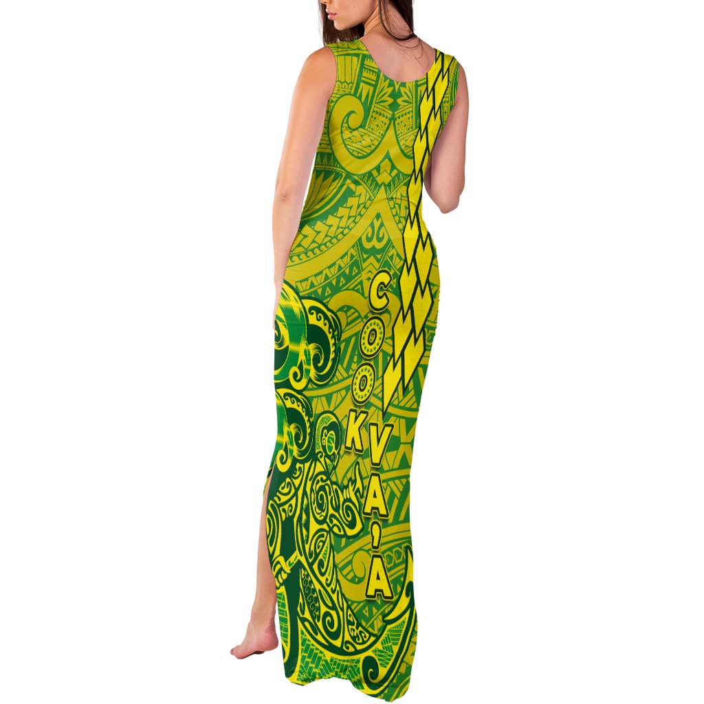 Cook Islands Va'a Polynesian Art Tattoo Tank Maxi Dress National Color LT03 - Polynesian Pride