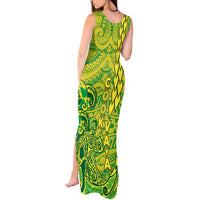 Cook Islands Va'a Polynesian Art Tattoo Tank Maxi Dress National Color LT03 - Polynesian Pride