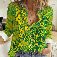 Cook Islands Vaa Polynesian Art Tattoo Women Casual Shirt National Color