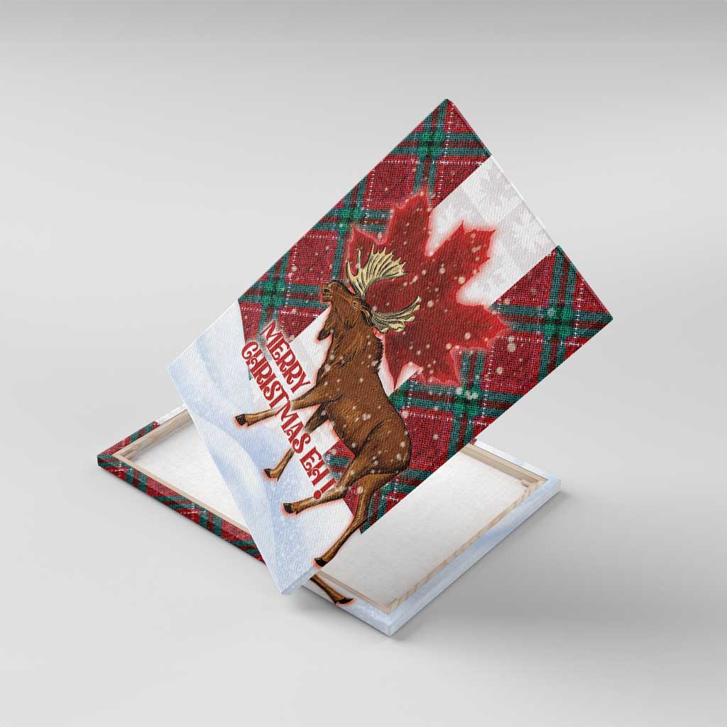 Canadian Christmas - Moose and Maple Retro Style Canvas Wall Art LT03 With Frame Red - Polynesian Pride