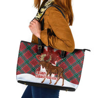 Canadian Christmas - Moose and Maple Retro Style Leather Tote Bag LT03 Red - Polynesian Pride