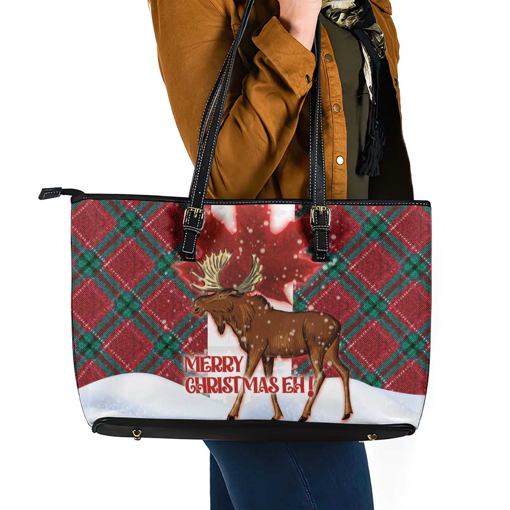Canadian Christmas - Moose and Maple Retro Style Leather Tote Bag LT03 - Polynesian Pride