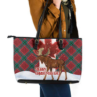 Canadian Christmas - Moose and Maple Retro Style Leather Tote Bag LT03 - Polynesian Pride