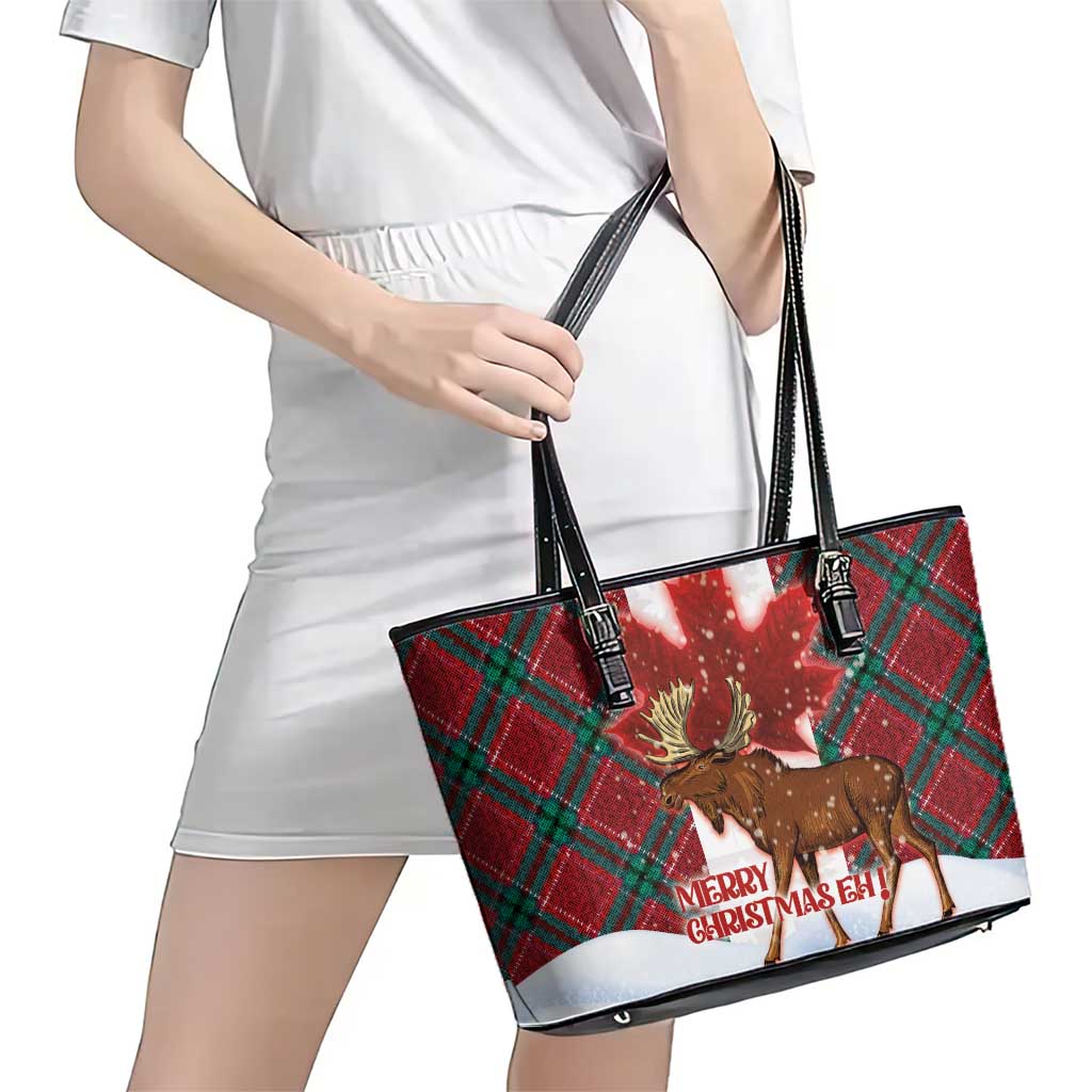 Canadian Christmas - Moose and Maple Retro Style Leather Tote Bag LT03 - Polynesian Pride