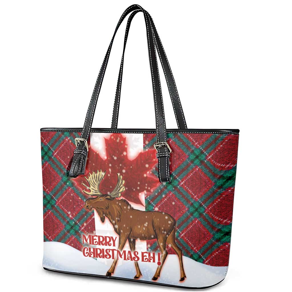 Canadian Christmas - Moose and Maple Retro Style Leather Tote Bag LT03 - Polynesian Pride