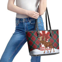 Canadian Christmas - Moose and Maple Retro Style Leather Tote Bag LT03 - Polynesian Pride