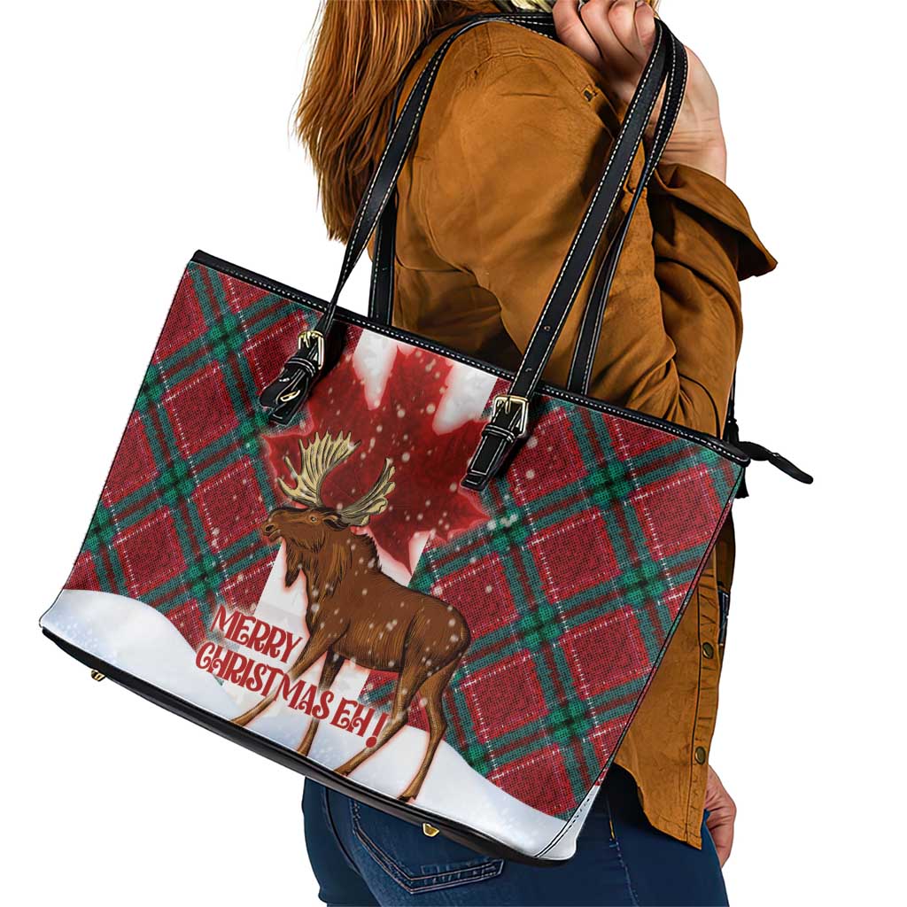Canadian Christmas - Moose and Maple Retro Style Leather Tote Bag LT03 - Polynesian Pride