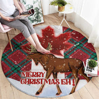 Canadian Christmas - Moose and Maple Retro Style Round Carpet