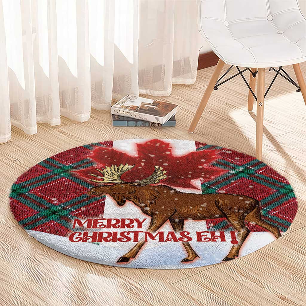 Canadian Christmas - Moose and Maple Retro Style Round Carpet