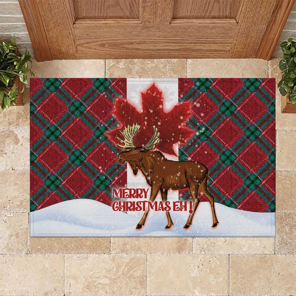 Canadian Christmas - Moose and Maple Retro Style Rubber Doormat