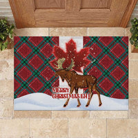 Canadian Christmas - Moose and Maple Retro Style Rubber Doormat LT03 Red - Polynesian Pride