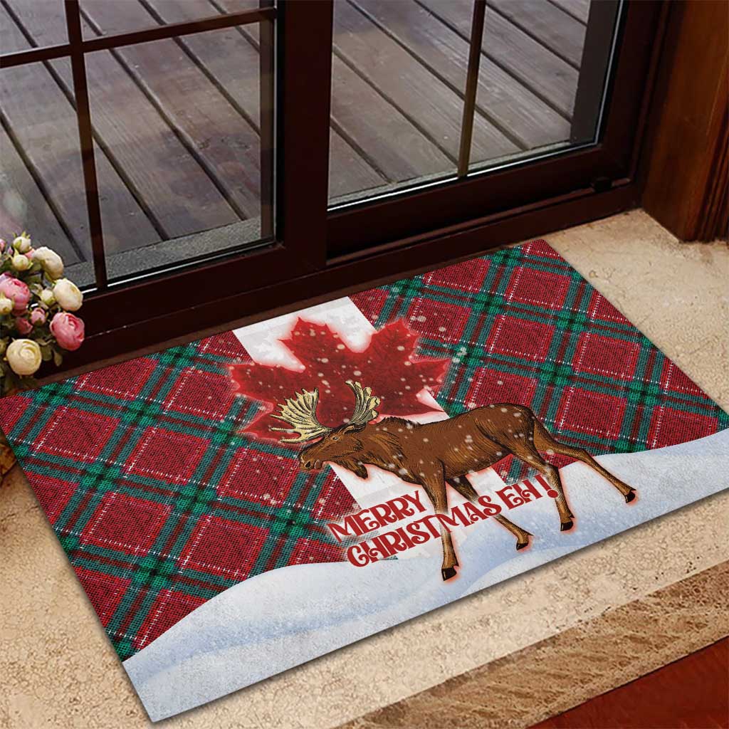Canadian Christmas - Moose and Maple Retro Style Rubber Doormat LT03 - Polynesian Pride