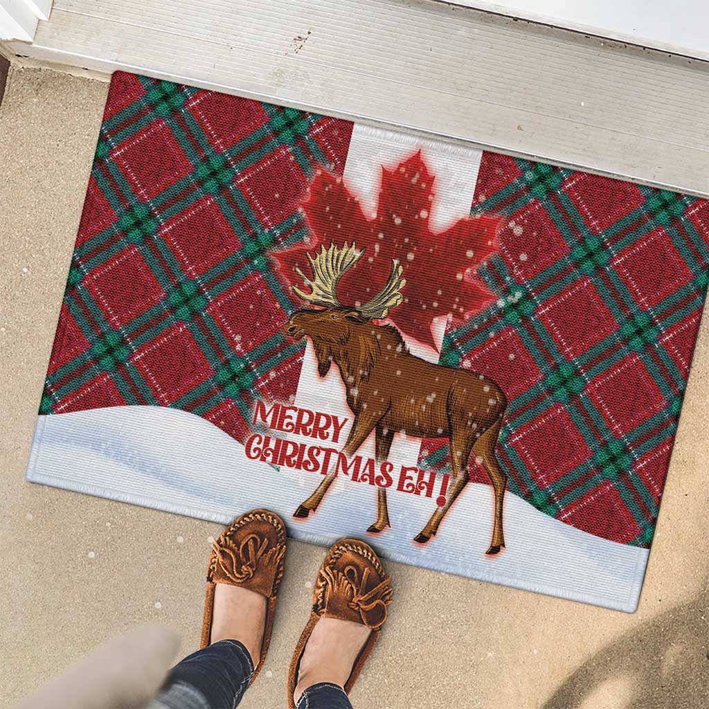 Canadian Christmas - Moose and Maple Retro Style Rubber Doormat LT03 - Polynesian Pride