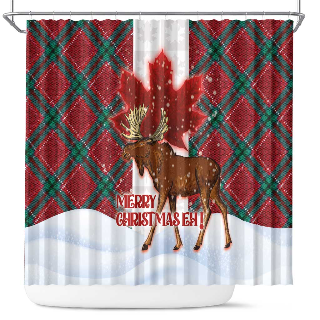 Canadian Christmas - Moose and Maple Retro Style Shower Curtain