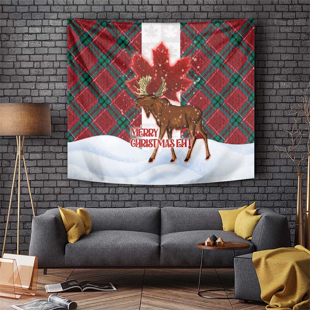 Canadian Christmas - Moose and Maple Retro Style Tapestry