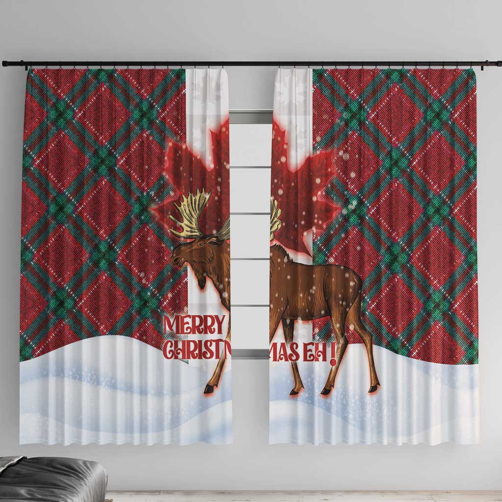 Canadian Christmas - Moose and Maple Retro Style Window Curtain LT03 With Hooks Red - Polynesian Pride