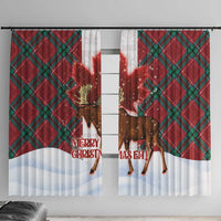Canadian Christmas - Moose and Maple Retro Style Window Curtain LT03 With Hooks Red - Polynesian Pride