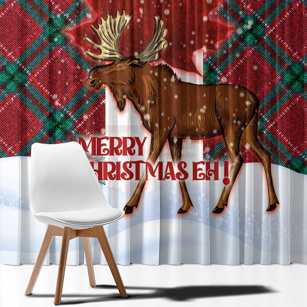 Canadian Christmas - Moose and Maple Retro Style Window Curtain LT03 - Polynesian Pride