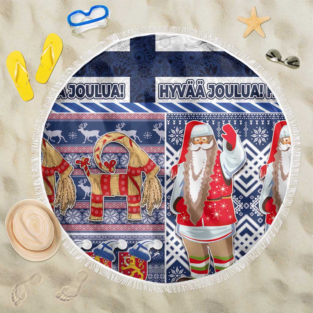 Yule Goat Joulupukki Finnish Christmas Beach Blanket Scandinavian Pattern