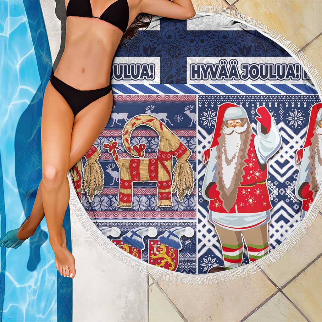 Yule Goat Joulupukki Finnish Christmas Beach Blanket Scandinavian Pattern LT03 - Polynesian Pride