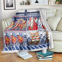 Yule Goat Joulupukki Finnish Christmas Blanket Scandinavian Pattern LT03 Blue - Polynesian Pride