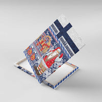 Yule Goat Joulupukki Finnish Christmas Canvas Wall Art Scandinavian Pattern LT03 With Frame Blue - Polynesian Pride