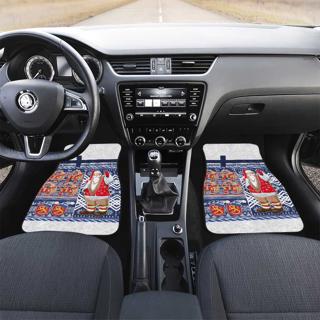 Yule Goat Joulupukki Finnish Christmas Car Mats Scandinavian Pattern LT03 Set 2pcs - Front Blue - Polynesian Pride