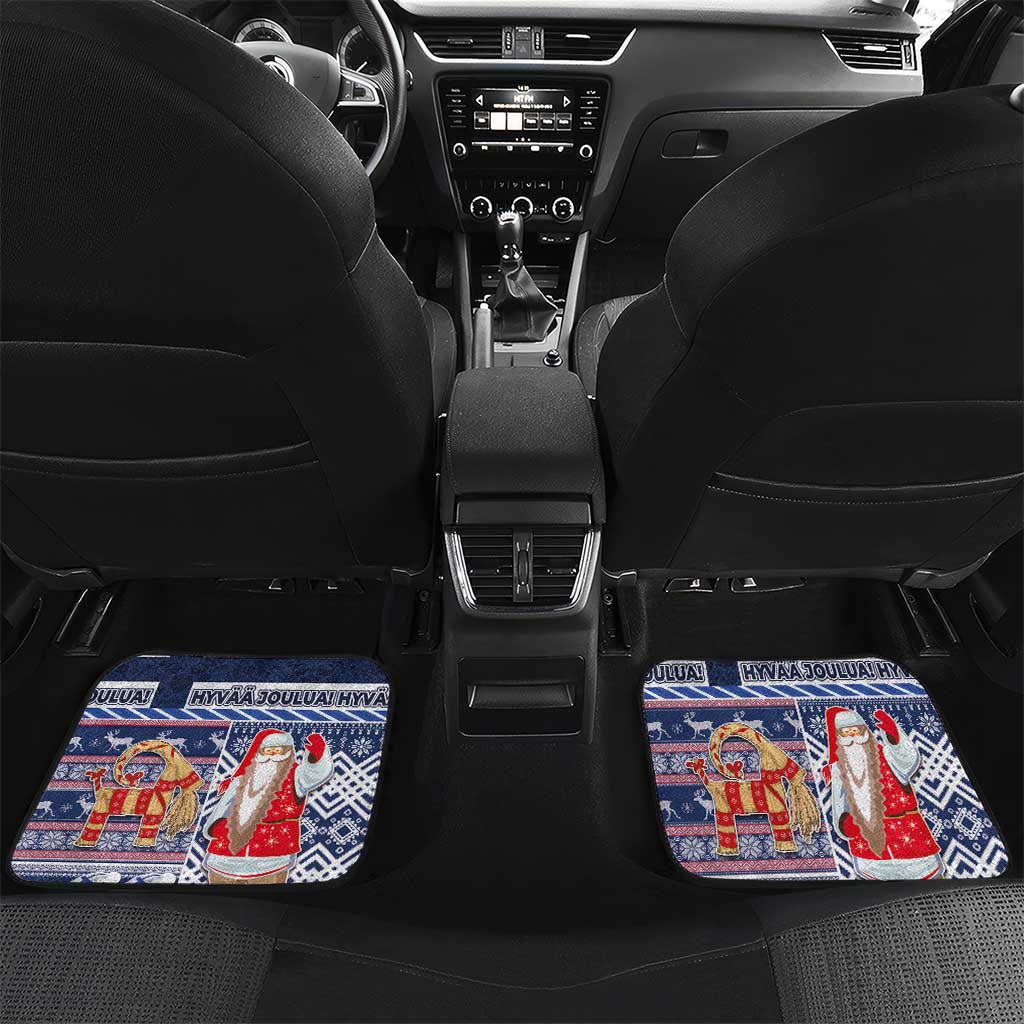 Yule Goat Joulupukki Finnish Christmas Car Mats Scandinavian Pattern LT03 Set 2pcs - Back Blue - Polynesian Pride